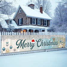 Merry Christmas Yard Banner - Large, 120X20 Inch  Outdoor Christmas Banner for