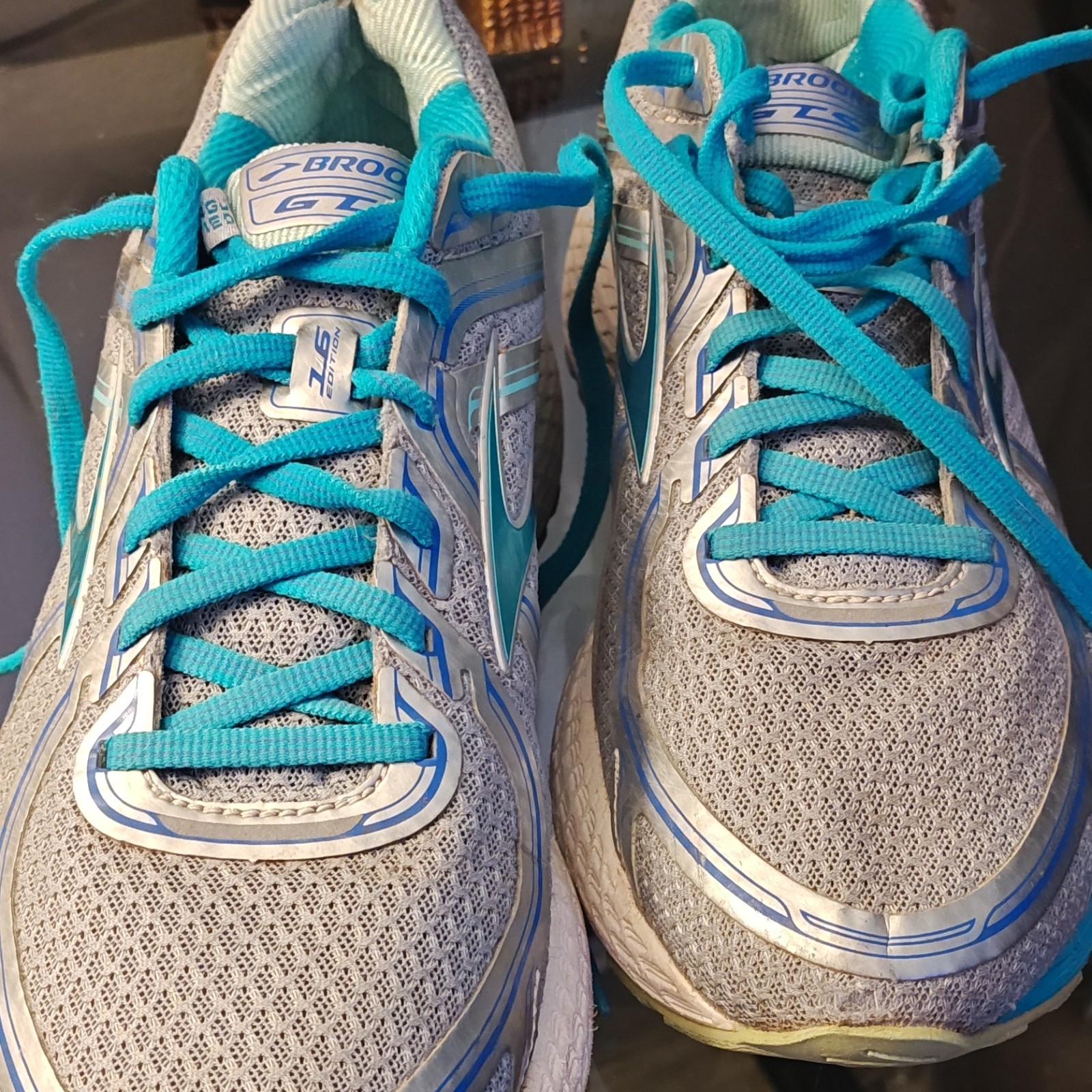 Brooks Adrenaline GTS 16 Silver Blue Womens Running Shoes Lo