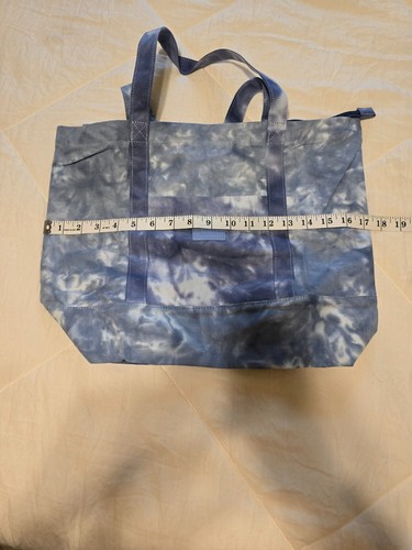 Blue and white tye dye PINK tote with inside and outside pocket - Picture 9 of 10