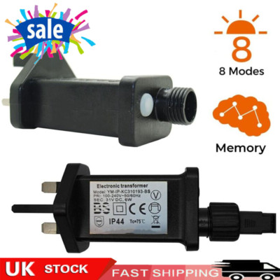 Transformateur LED 12W 15-31V Avec 8 Modes + Minuterie - IP44 étanche - Pour Guirlandes Noël - 11