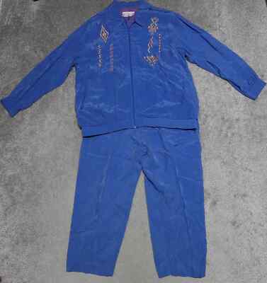 Saint Germain Paris Tracksuit Sets Jacket & Pants Women's XL Blue Elastic Waist