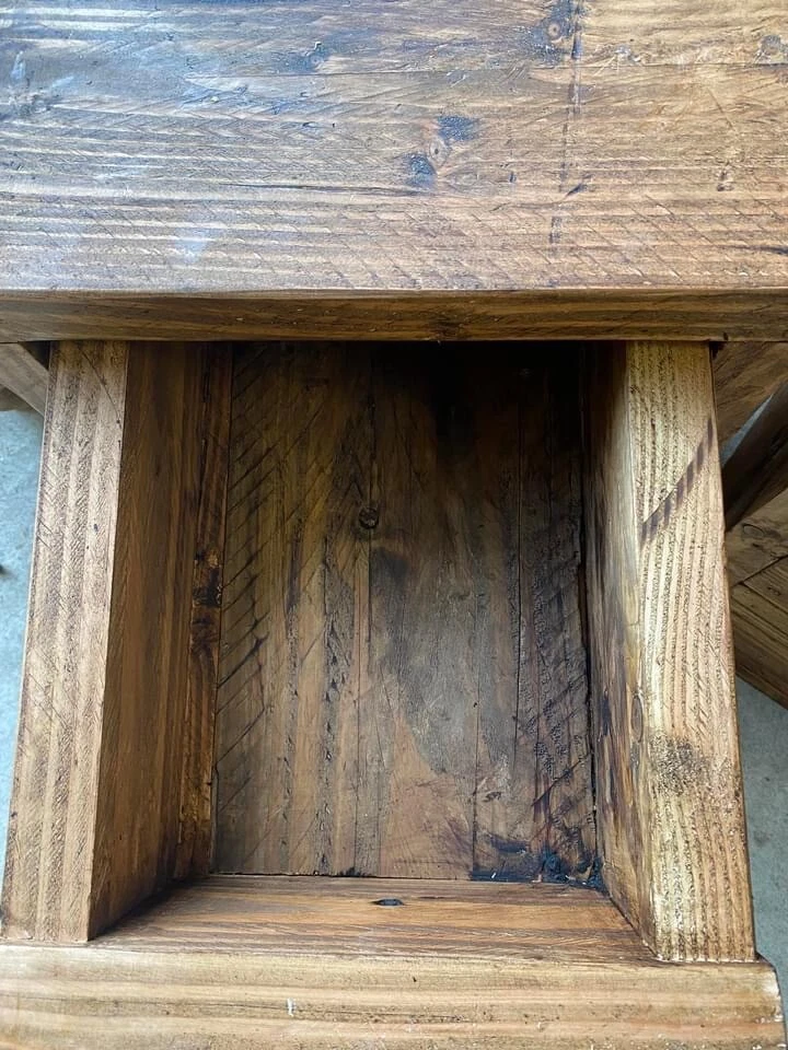 Farmhouse style Rustic Chunky Bedside Drawer Unit Sawn pine Textured Finish - Image 4 of 4