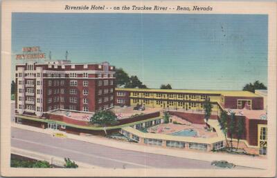 Postcard Riverside Hotel on the Truckee River Reno Nevada NV 