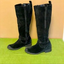 Clarks tall suede black boots with 1" heel