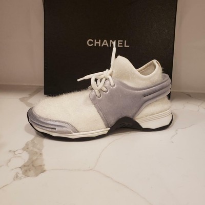 chanel stretch fabric sneakers