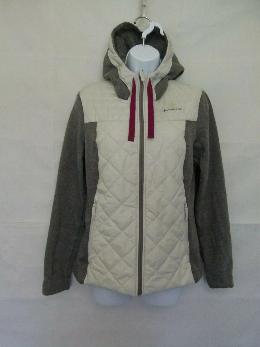 Quechua Decathlon Women's Full Zip Jacket Hooded Grey / Beige Size S Small