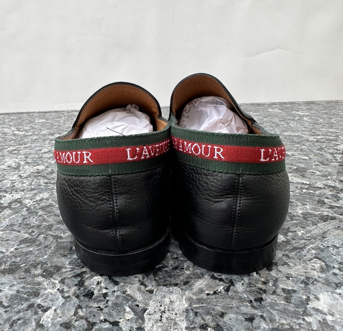 GUCCI L'AVEUGLE PAR AMOUR BLACK LEATHER WEB LOAFERS SHOES