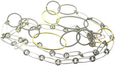 DAVID YURMAN $1400 Mobil Chain Sterling Silver 18K Yellow Gold  Long Necklace