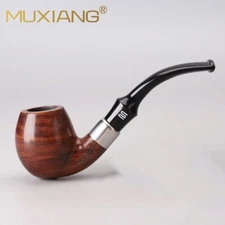 Pearwood Tobacco Pipe Bent Stem with Acrylic Saddle Mouthpiece with 9mm Filters