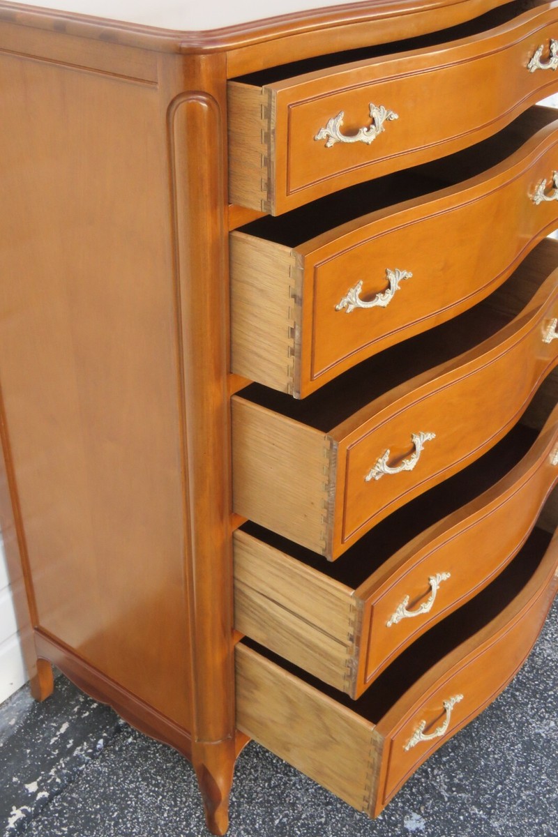 French Cherry Serpentine Front Chest of Drawers by Drexel