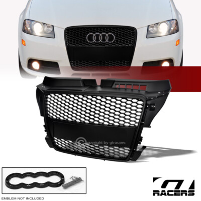 For 2008-2011 Audi A3 8P Matte Black Rs-Honeycomb Mesh Front Bumper Grill Grille