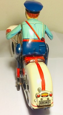 MASUDAYA MODERN TOYS JAPAN TIN FRICTION MP MILITARY POLICE MOTO en tôle 9 cm