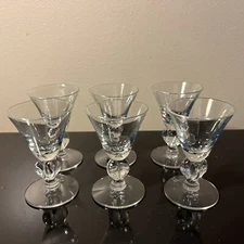 Vintage Ingrid by Seneca Crystal Cordial Glasses Set of 6 Lobed Stem