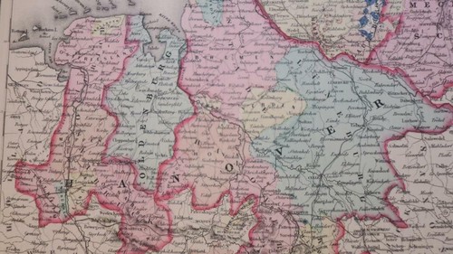 ORIGINALI 3 FOGLI 1855 DIPINTI A MANO Colton Atlas Mappe DELLA GERMANIA, FERROVIE,PROVINCE - Foto 2 di 10