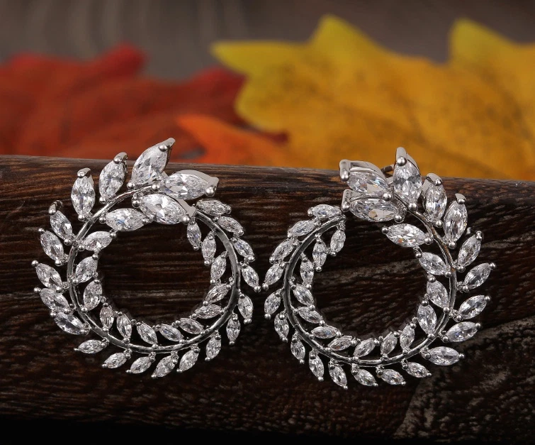 18k White Gold Filled Earrings made w Swarovski Crystal Marquise Bridal Jewelry - Image 4 of 4