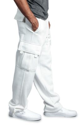 Mens Jogger Fleece Cargo Pocket Sweat Pants With Drawstring  S~6XL  FL77EY