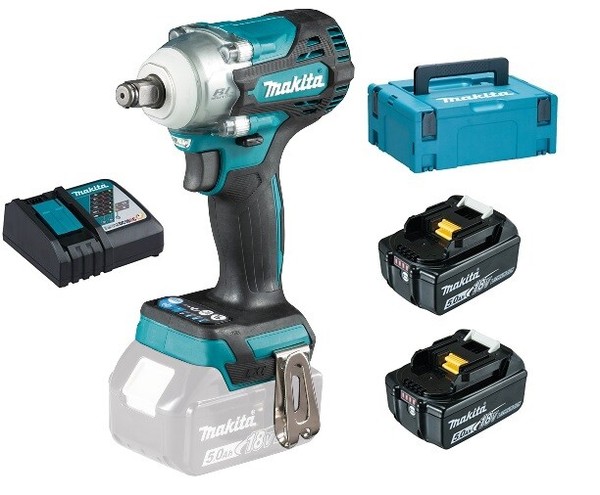 Makita DTW300Z Akku-Schlagschrauber 18V + 2X Akku 18V 5Ah + LadegeräT + Makpac 2-image