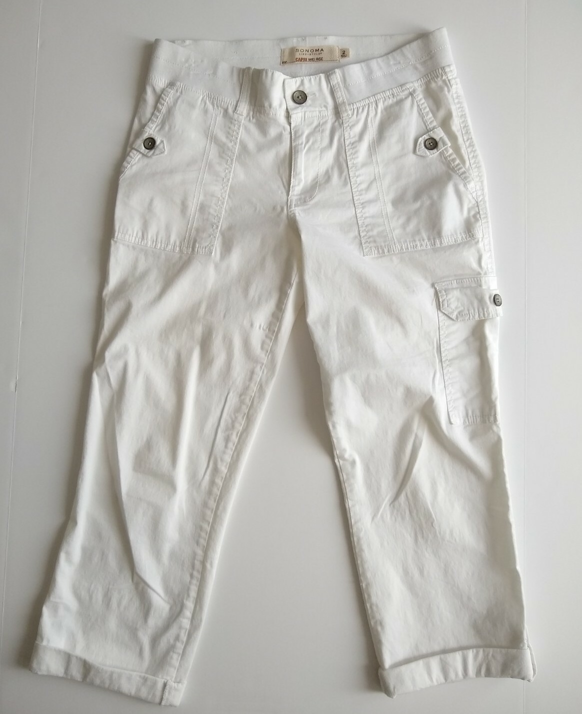 Women's Sonoma Life u0026 Style Capri Mid Rise Pants - White - Size 2 - EUC |  eBay