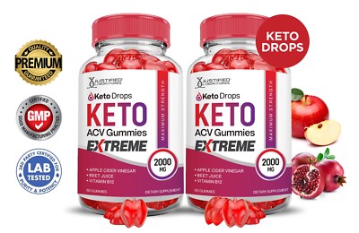 Keto Drops Keto Extreme ACV Gummies 2000MG Apple Cider Vinegar 120 Gummys