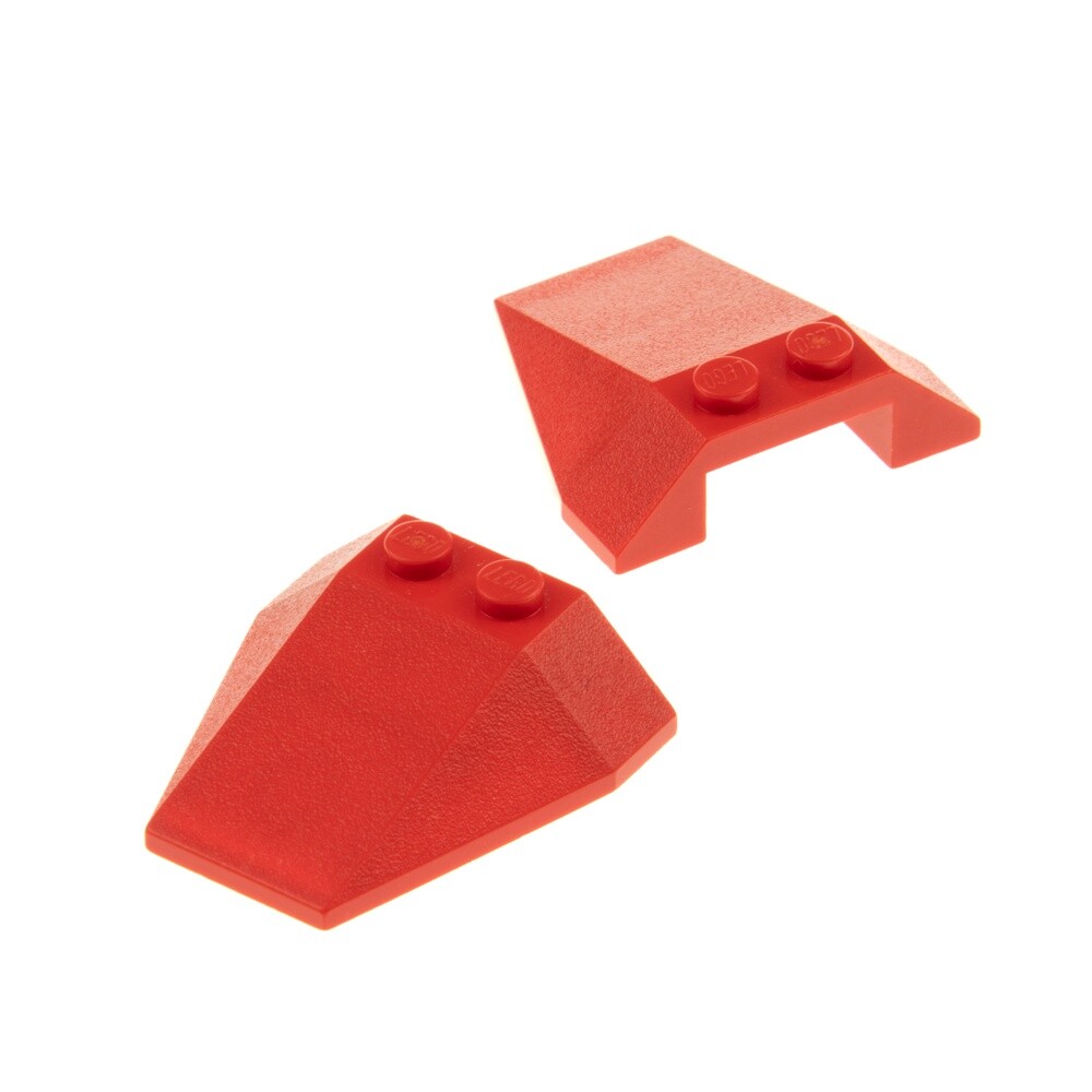 2x Lego Roof Brick 4x4x1 Red Wedge Sloped without Notches 4184153 6069