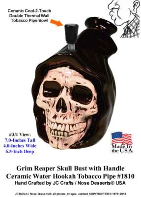Grim Reaper Dead Head Human Skull Ceramic Glass Water Hookah Tobacco Pipe #1810