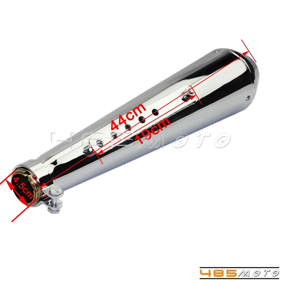 Хромированный глушитель выхлопной системы мотоцикла глушитель для кафе гонщика чоппера винтажный заказной - Изображение 2 из 4