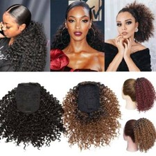 Drawstring Afro Curly Ponytail Clip in Pony Tail Hair Extension Real As Human US