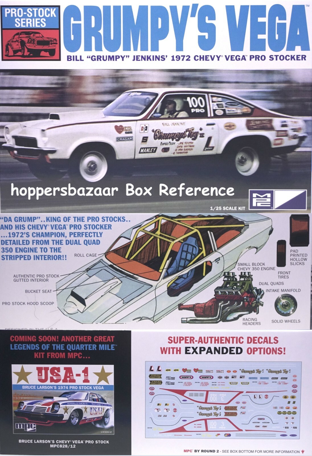 MPC 1972 Chevy Vega, Grumpy Toy, USA-1, Option/Extras, Wheelie Bar ...