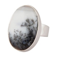 925 Sterling Silver Natural Dendrite Opal Gemstone Statement Ring Jewelry