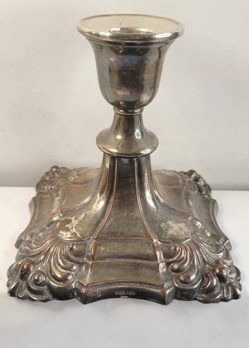 Antique Barker Ellis Made in England Silver Plate Hurricane Candle Holder Base
