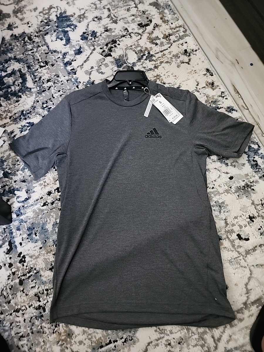 adidas men AEROREADY Designed to Move Feelready Sport Tee Dark GREY size  SMALL