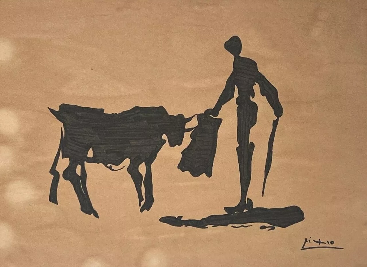 Pablo Picasso COA Art Drawing Painting Vintage Handmade Signed Original Paper