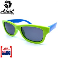 Green Blue Rectangle Acetate Polarised Sunglasses Kids/Boys/Girls/TR90/UV400
