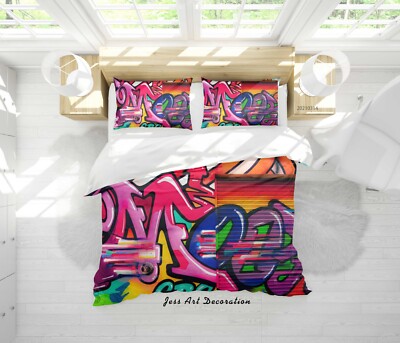 3D Graffiti Art Quilt Cover Set Bedding Sets Pillowcases Queen 9