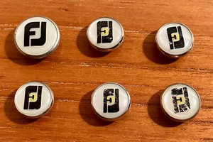 Lot of Six (6) Pearl White FootJoy FJ Golf Glove Logo Snap Ball Markers
