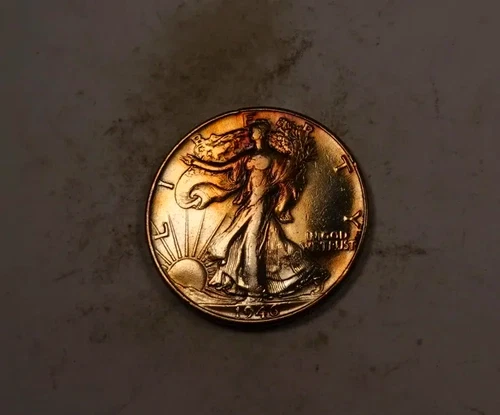 1946 DDR Walking Liberty Half Dollar * Almost Uncirculated AU Toned * XH367