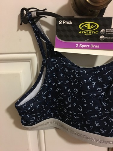 BRAND NEW GIRL'S SIZE MEDIUM ATHLETIC WORKS 2 PACK SPORTS BRAS BAND SIZE 32 - Picture 2 of 7