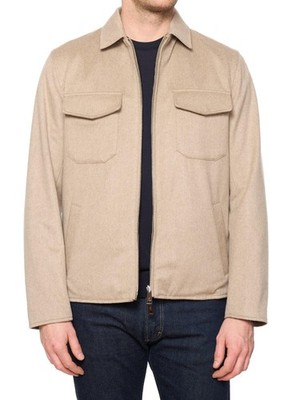 KITON KIRED ''Sele'' Beige Cashmere Reversible Double Face Utility Jacket US M