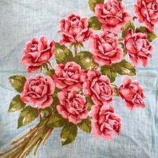 Vintage Light Blue Rose Floral Print Handkerchief Scarf Bandana Purse Hair Retro