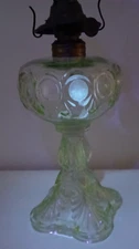 Antique Manganese Glass Oil Lamp w/Burner and Wick - "Eagle" 1918-1923