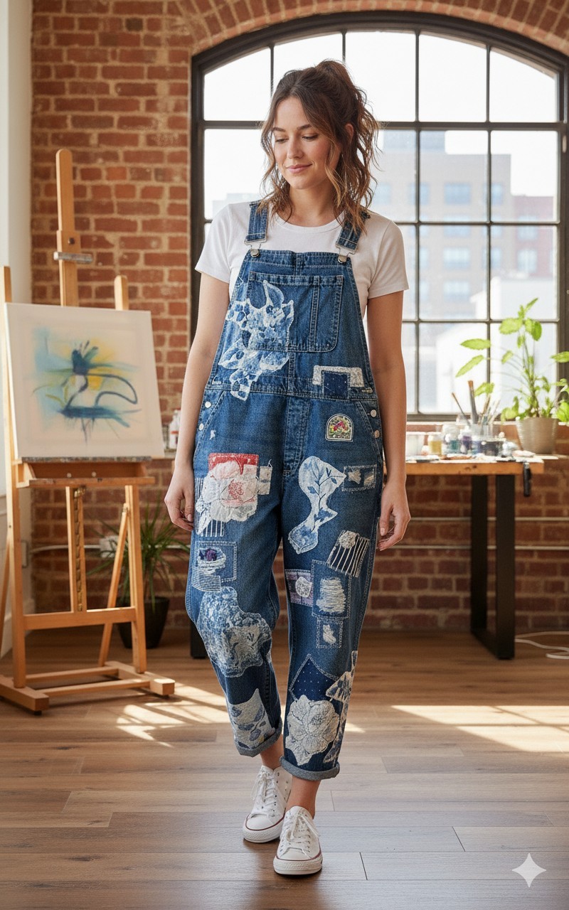 Custom Hand-Crafted Patchwork Overalls Gap-small … - image 1