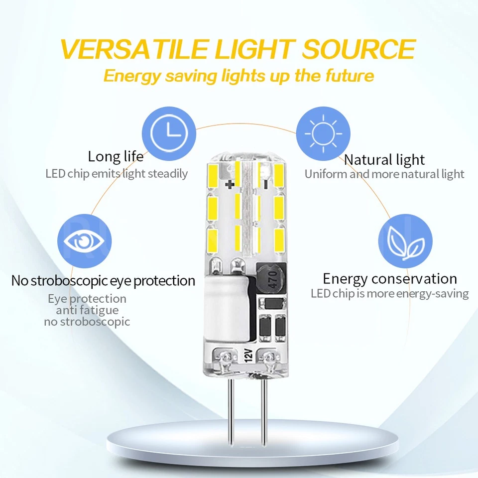 10x AC/DC 12V 3014 24 SMD WHITE LED GLOBE G4 Light Bulb Garden Camper Rangehood - Image 2 of 4