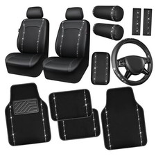 14 PCS Bling Diamond Car Accessories Set for Women, Silver Diamond 14PCS