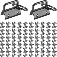 100 PCS 1 Inch Key Fob Hardware, Carbon Black Keychain Hardware with Rings, Key