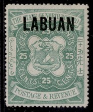 NORTH BORNEO - Labuan QV SG80, 25c green, M MINT. Cat &pound;45.