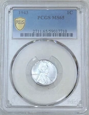 1943 P Lincoln Wartime Steel Cent PCGS MS65 Bright Luster PQ New Holder #U242Z