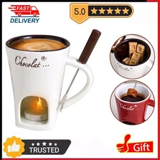 Chocolate Fondue Mugs,Premium Chocolate Fondue Coffee Cup with Fork Melting Mug