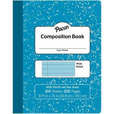 Pacon Composition Book 9.75" x 7.5" 3/8" Ruled 100 Sheets Blue Cover with Light