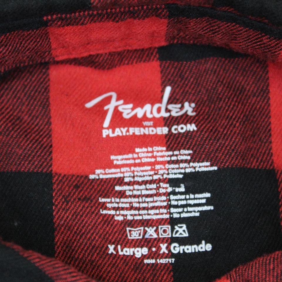 Camisa Fender Para Hombres XL Franela a Cuadros Manga Larga Western Abotonada Búfalo Foto 4 de 4
