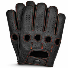 Riparo Motorsports Riparo Mens Perforated Leather Driving Gloves Black Genuine